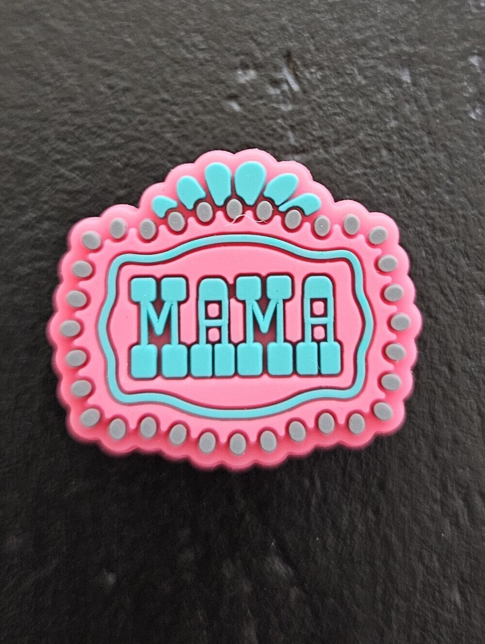 Pink & Turquoise Blue 'MAMA' Decorative Shoe Bag Charm NEW Rubber